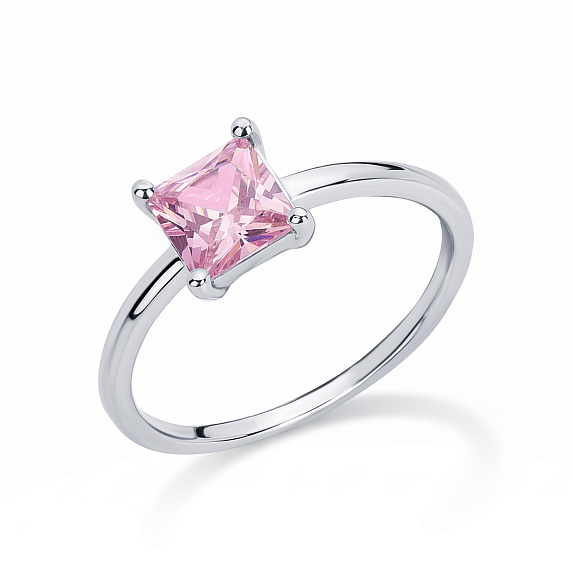 Серебряное кольцо с розовым фианитом Miestilo