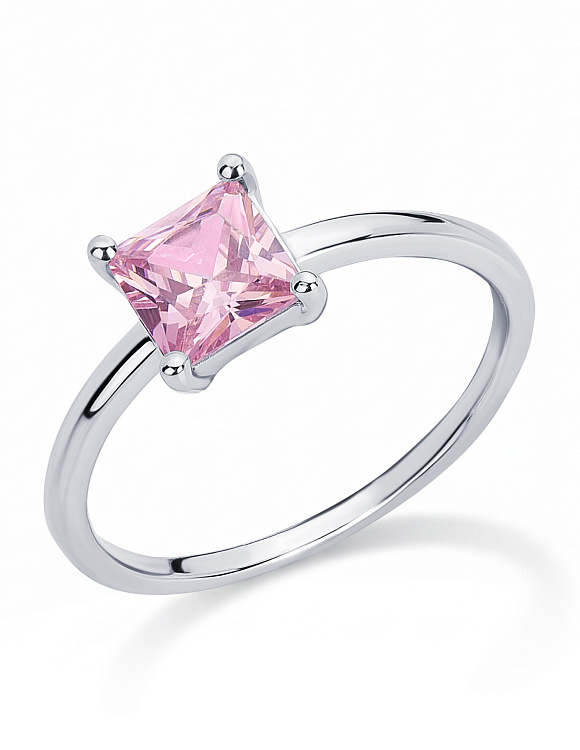 Серебряное кольцо с розовым фианитом Miestilo  2
