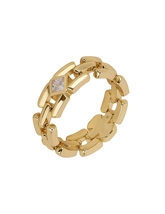 Кольцо серебро 925 позолоченное с крупными звеньями Miestilo  2