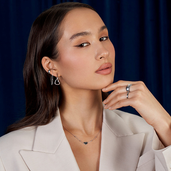 Серьги серебро 925 конго сердечки серебряные Miestilo