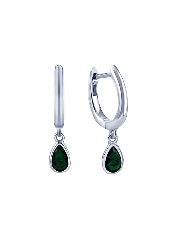 Серьги серебро 925 висячие серебряные конго с камнями Miestilo  2
