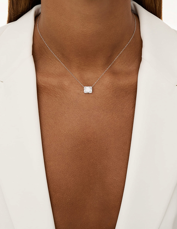 Подвеска на шею серебро 925 с цепочкой с фианитом Miestilo