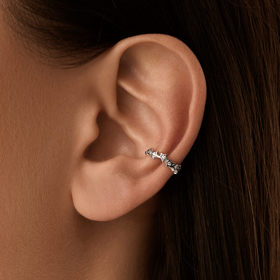 Серьга кафф серебро 925 моносерьга серебряная звезды Miestilo