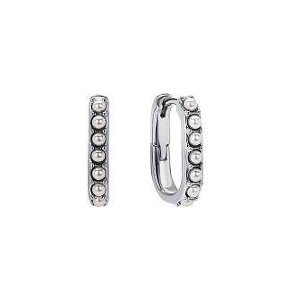Серьги конго серебро 925 серебряные круглые с жемчугом Miestilo