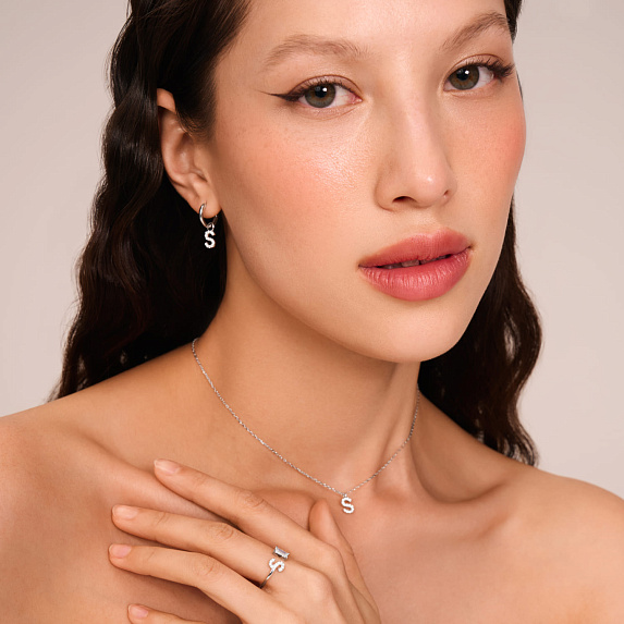 Серьги конго серебро 925 трансформеры с буквой S Miestilo