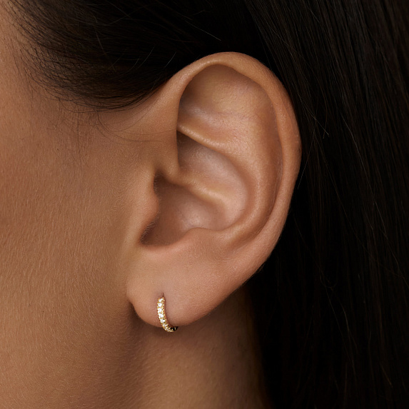 Серьги кольца серебро 925 женские позолоченные с фианитами Miestilo