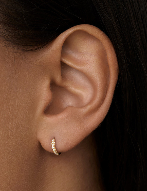 Серьги кольца серебро 925 женские позолоченные с фианитами Miestilo