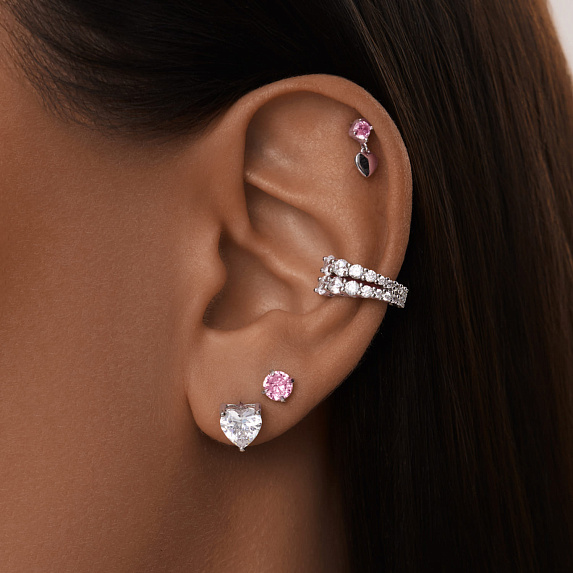 Серебряный пирсинг с фианитом Miestilo