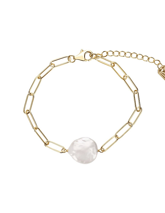 Серебряный браслет позолоченый с барочным жемчугом Miestilo  2