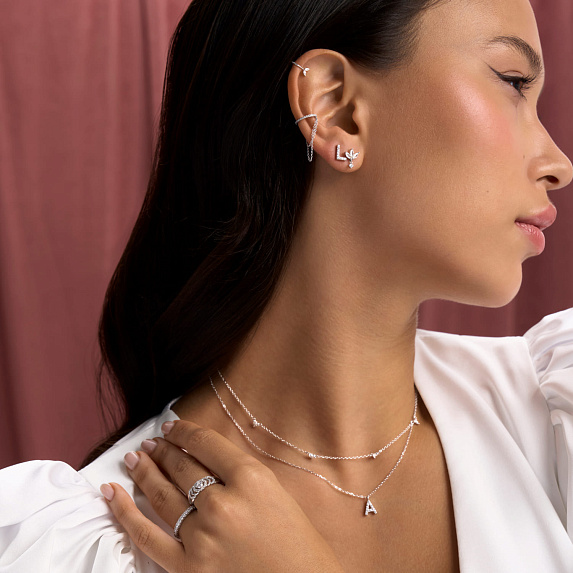Серьги серебро 925 серебряные гвоздики с камнями листья Miestilo