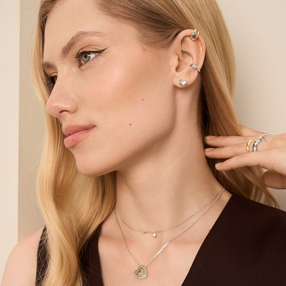 Серьги серебро 925 серебряные гвоздики сердечки Miestilo