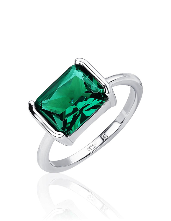 Серебряное кольцо-солитер с зеленым фианитом MIESTILO Miestilo  2