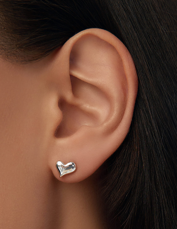 Серьги серебро 925 серебряные гвоздики сердечки Miestilo