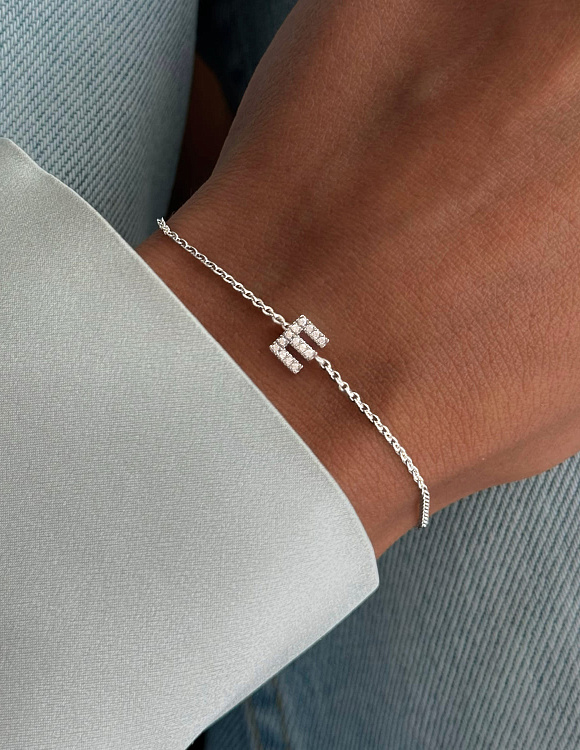 Серебряный браслет с буквой E MIESTILO Miestilo