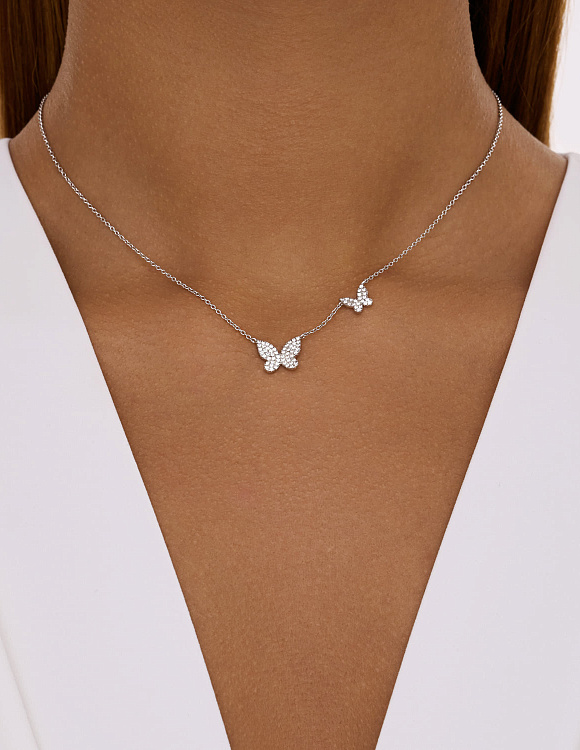 Колье на шею серебро 925 бабочка Miestilo
