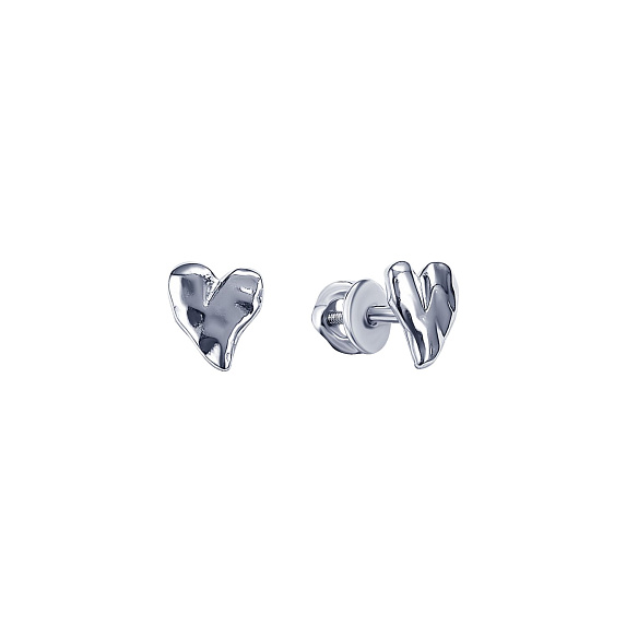 Серьги серебро 925 серебряные гвоздики женские сердечки Miestilo