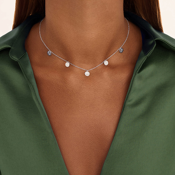 Серебрянное колье с монетками, с фианитами Miestilo