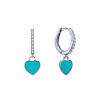 Серьги серебро 925 серебряные конго с подвесками сердечками Miestilo