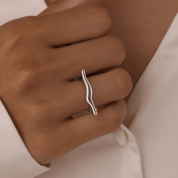 Серебряное кольцо волна Miestilo