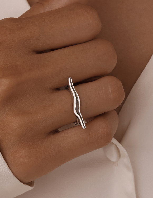 Серебряное кольцо волна Miestilo