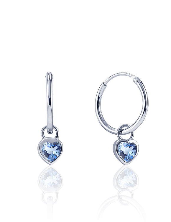 Серебряные серьги-конго со съемными подвесками-сердечками с голубыми фианитами MIESTILO  Miestilo  2