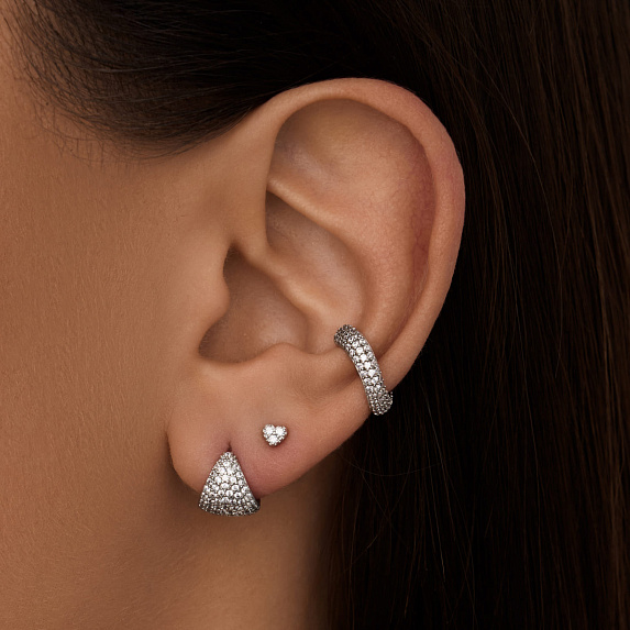 Серебряные серьги-кольца с фианитами Miestilo