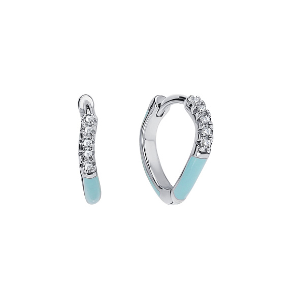 Серьги конго серебро 925 серебряные колечки с эмалью Miestilo