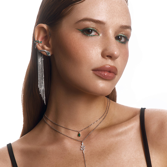 Серьга кафф серебро 925 моносерьга серебряная висячая Miestilo
