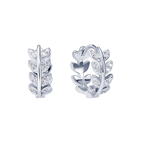 Серьги колечки серебро 925 серебряные листья Miestilo