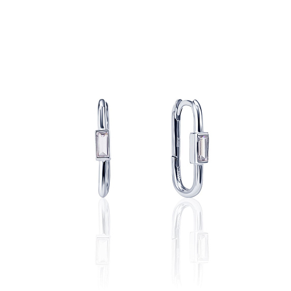 Минималистичные серебряные серьги-конго с фианитами MIESTILO  Miestilo