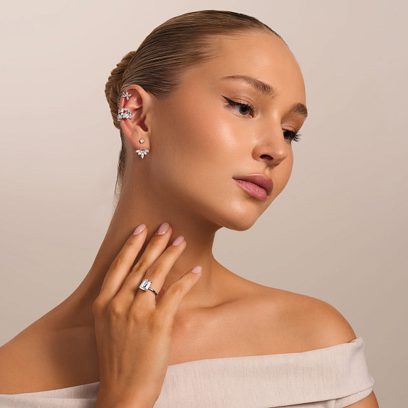 Серьга кафф серебро 925 моносерьга серебряная одиночная Miestilo