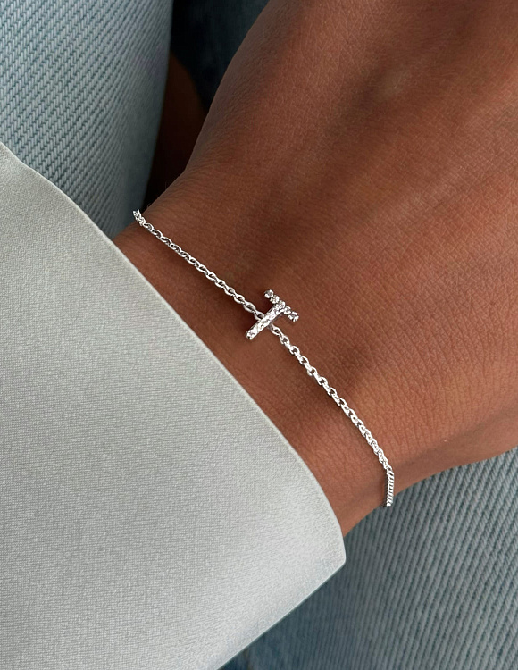 Серебряный браслет с буквой T MIESTILO Miestilo