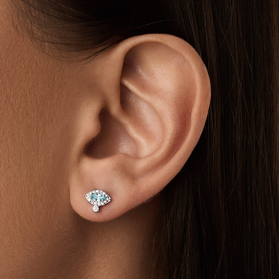 Серебрянные серьги гвоздики с фианитами Miestilo