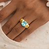 Серебряное дутое кольцо с голубым фианитом                                                           Miestilo