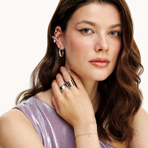 Серьги серебро 925 кольца серебряные круглые Miestilo