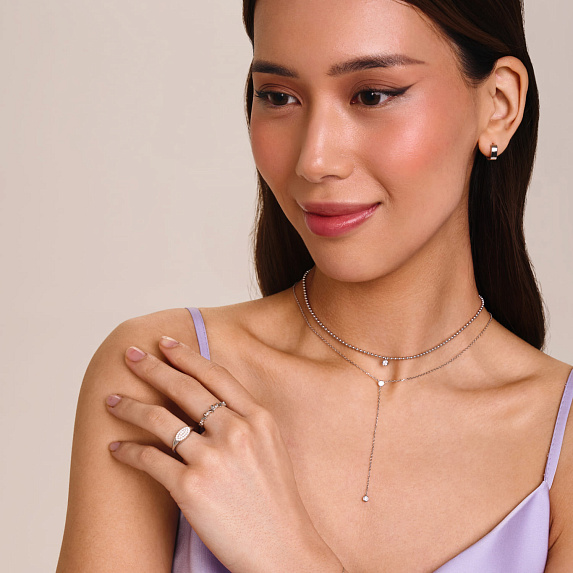 Серебряное кольцо с россыпью фианитов Miestilo