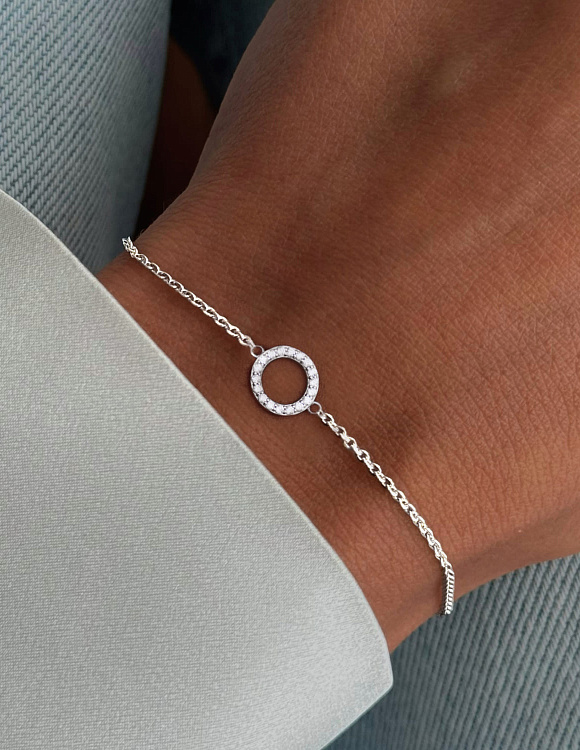 Браслет серебро 925 серебряный с большой буквой О Miestilo