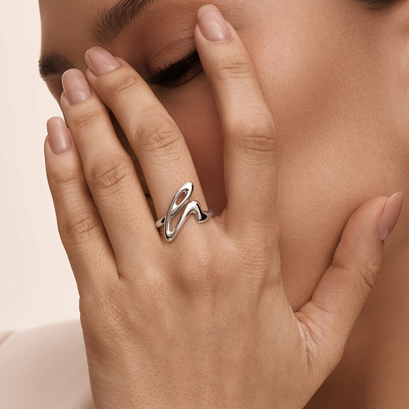 Серебряное разомкнутое кольцо с витком Miestilo