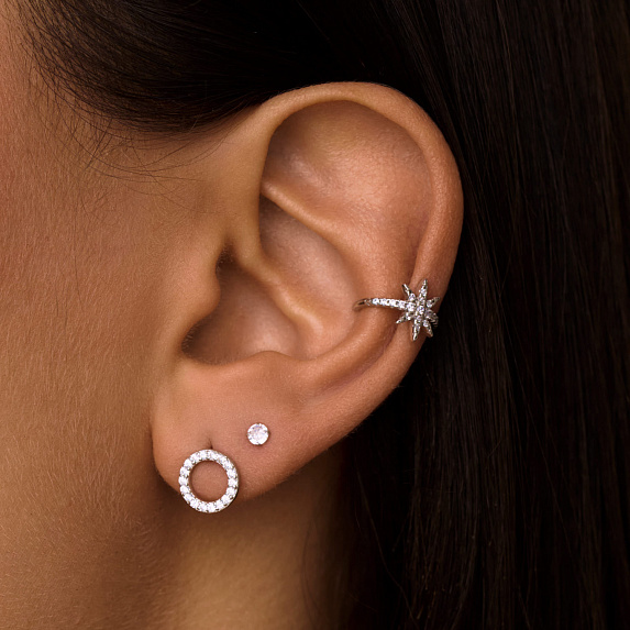 Серебряные серьги гвоздики с фианитом D3 Miestilo
