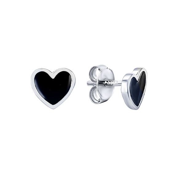 Серьги серебро 925 серебряные гвоздики сердечки Miestilo