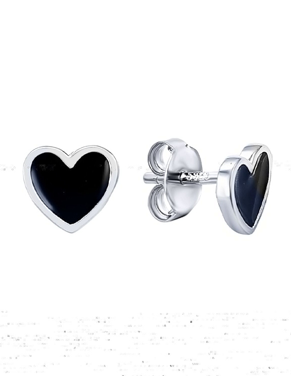 Серьги серебро 925 серебряные гвоздики сердечки Miestilo  2