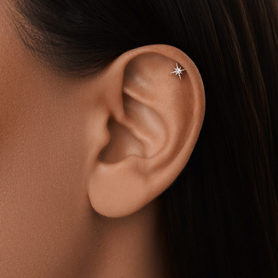 Серебряный пирсинг Исида с фианитами Miestilo