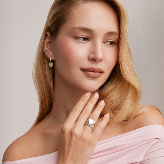 Серебряное кольцо волна с фианитами Miestilo