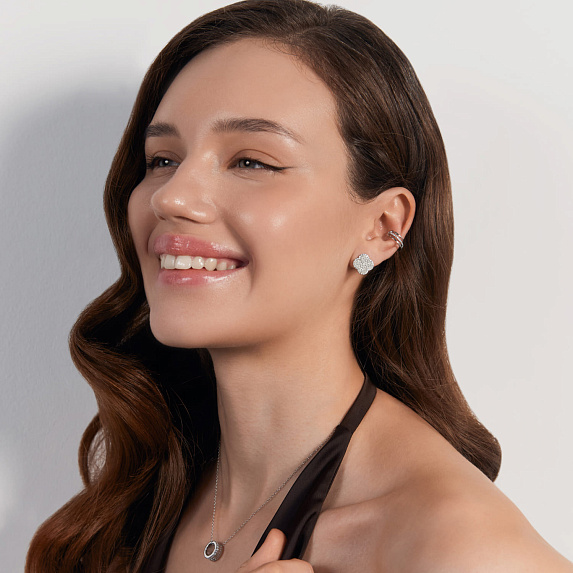 Серьги серебро 925 серебряные гвоздики клевер Miestilo