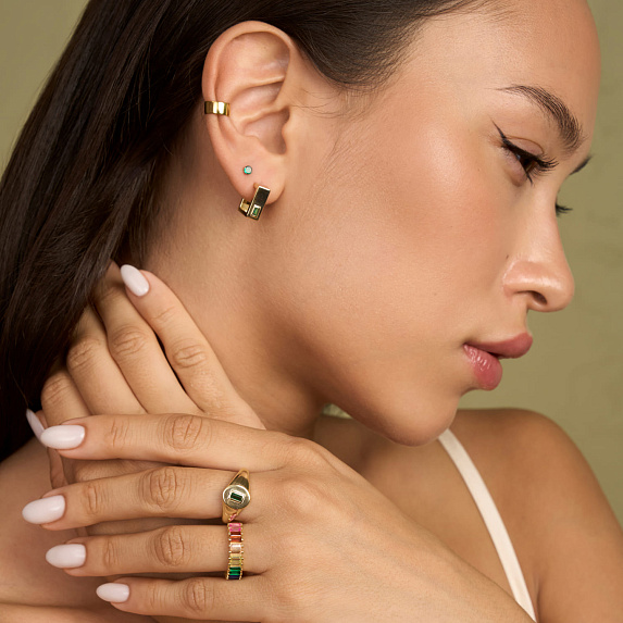 Серьги серебро 925 серебряные гвоздики позолоченные Miestilo