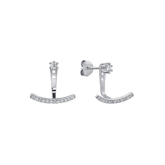 Серебряные серьги-трансформеры с фианитами MIESTILO  Miestilo