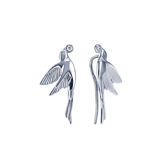 Серьги серебро 925 серебряные клаймберы птички Miestilo