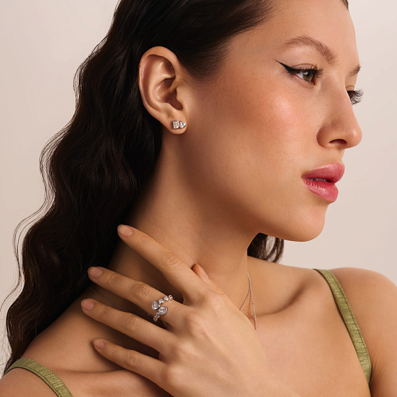 Серьги серебро 925 серебряные гвоздики женские сердце Miestilo