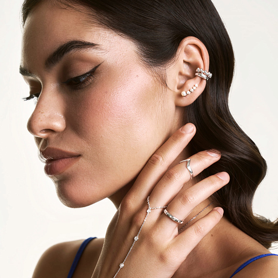 Серьги серебро 925 серебряные клаймберы с жемчугом Miestilo