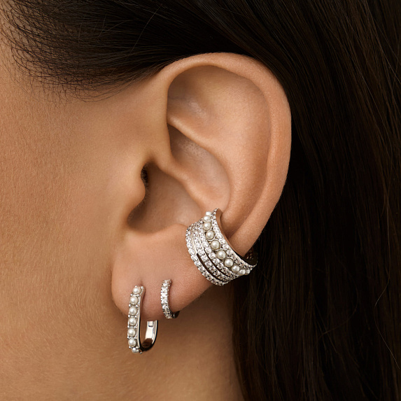 Серьга кафф серебро 925 моносерьга серебряная широкая Miestilo